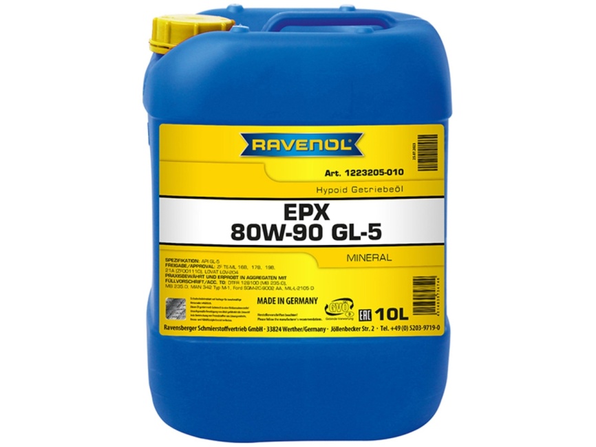 Трансмиссионное масло RAVENOL Getriebeoel EPX SAE 80W-90 GL-5 (10л) фото 1
