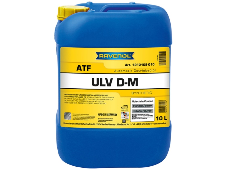 Трансмиссионное масло RAVENOL ATF ULV D-M (10л) фото 1