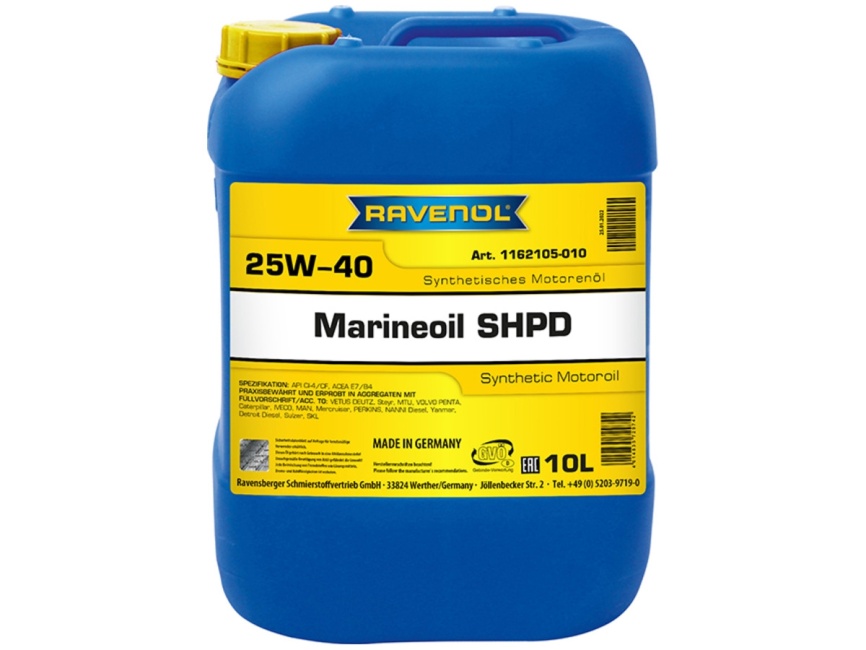 Моторное масло RAVENOL Marineoil SHPD SAE 25W-40 synthetic (10л) фото 1