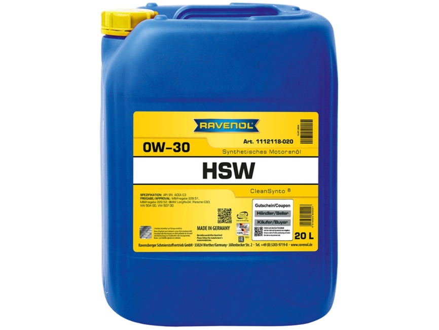 Моторное масло RAVENOL HSW SAE 0W-30 (20л) фото 1