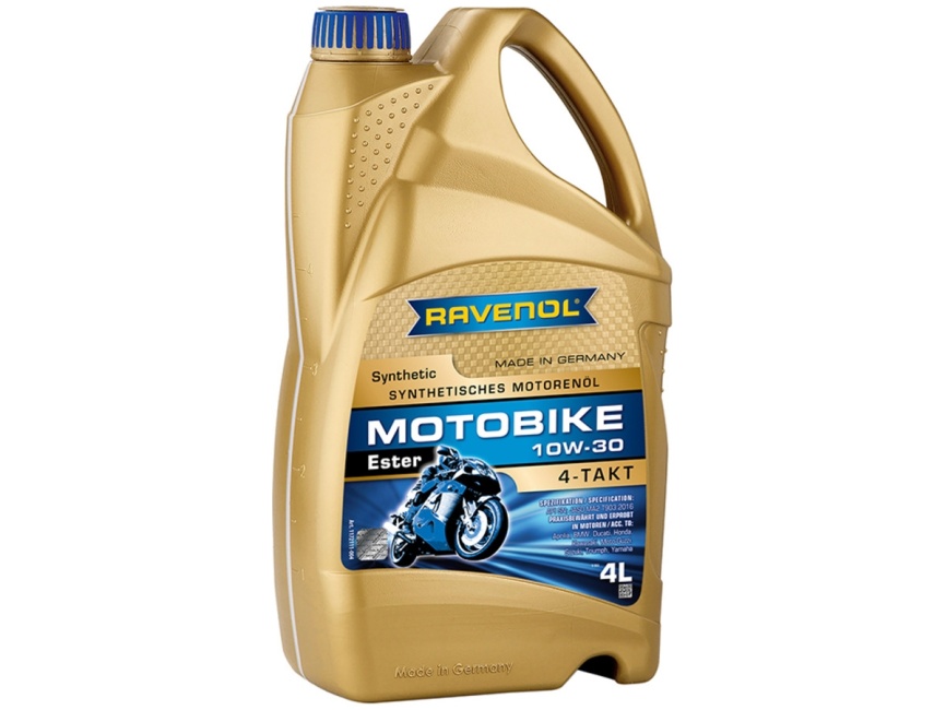 Моторное масло RAVENOL Motobike 4-T Ester SAE 10W-30 (4л) фото 1