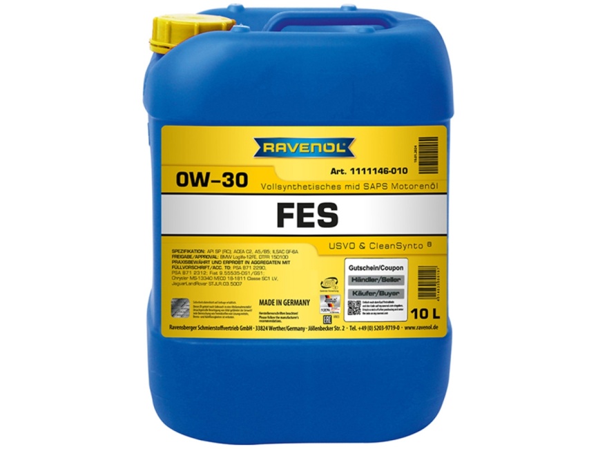 Моторное масло RAVENOL FES SAE 0W-30 (10л) фото 1