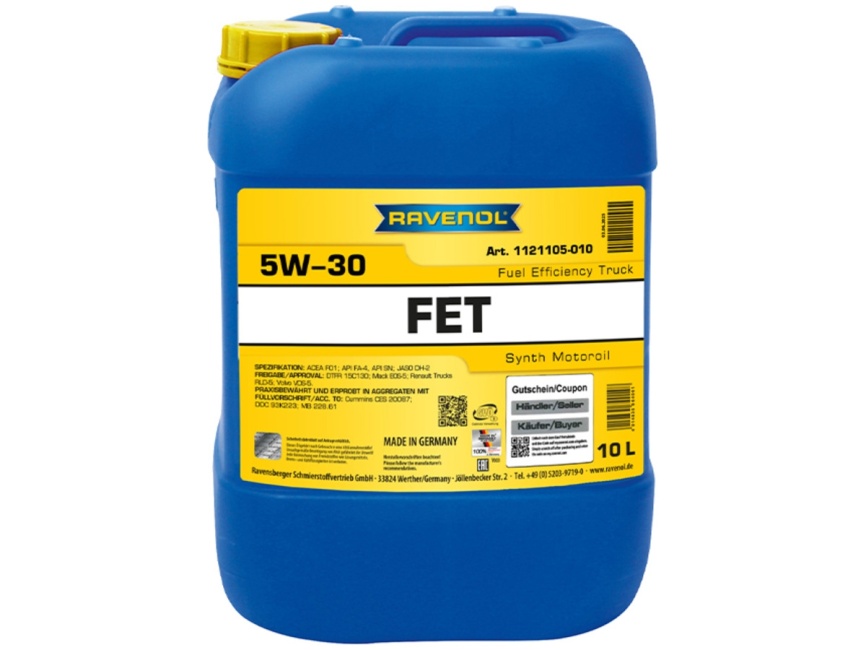 Моторное масло RAVENOL FET Fuel Efficiency Truck SAE 5W-30 (10л) фото 1