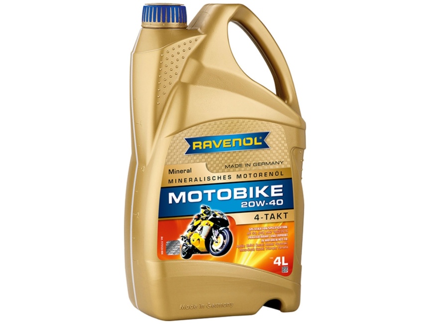 Моторное масло RAVENOL Motobike 4-T Mineral SAE 20W-40 (4л) фото 1
