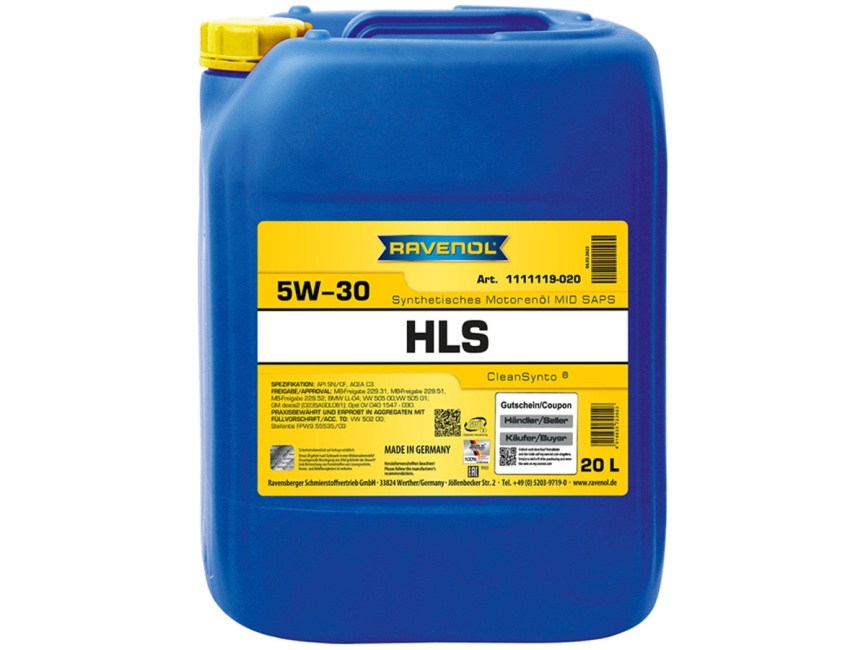 Моторное масло RAVENOL HLS SAE 5W-30 (20л) фото 1